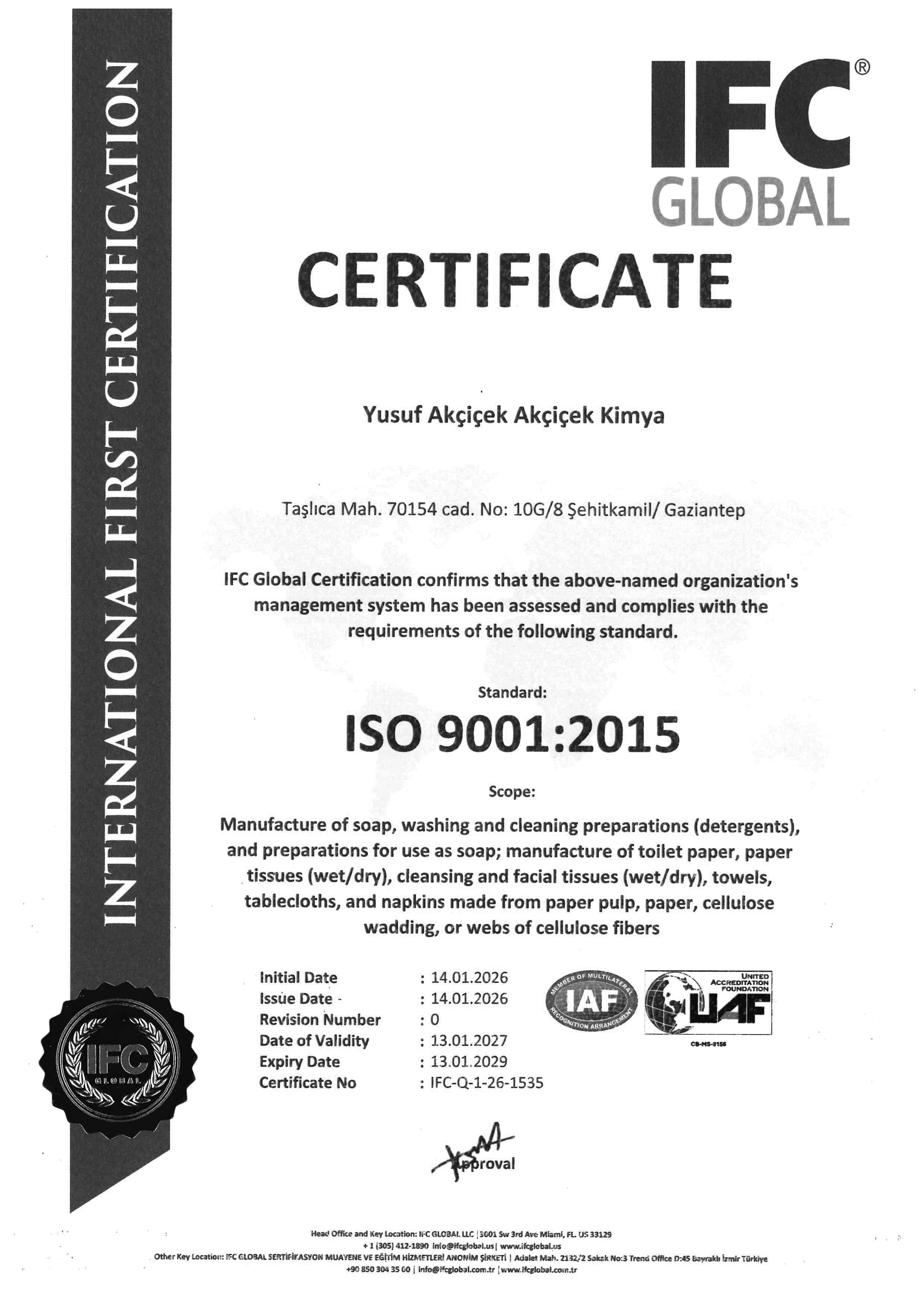 Yusuf Akçiçek İng Sertifikası