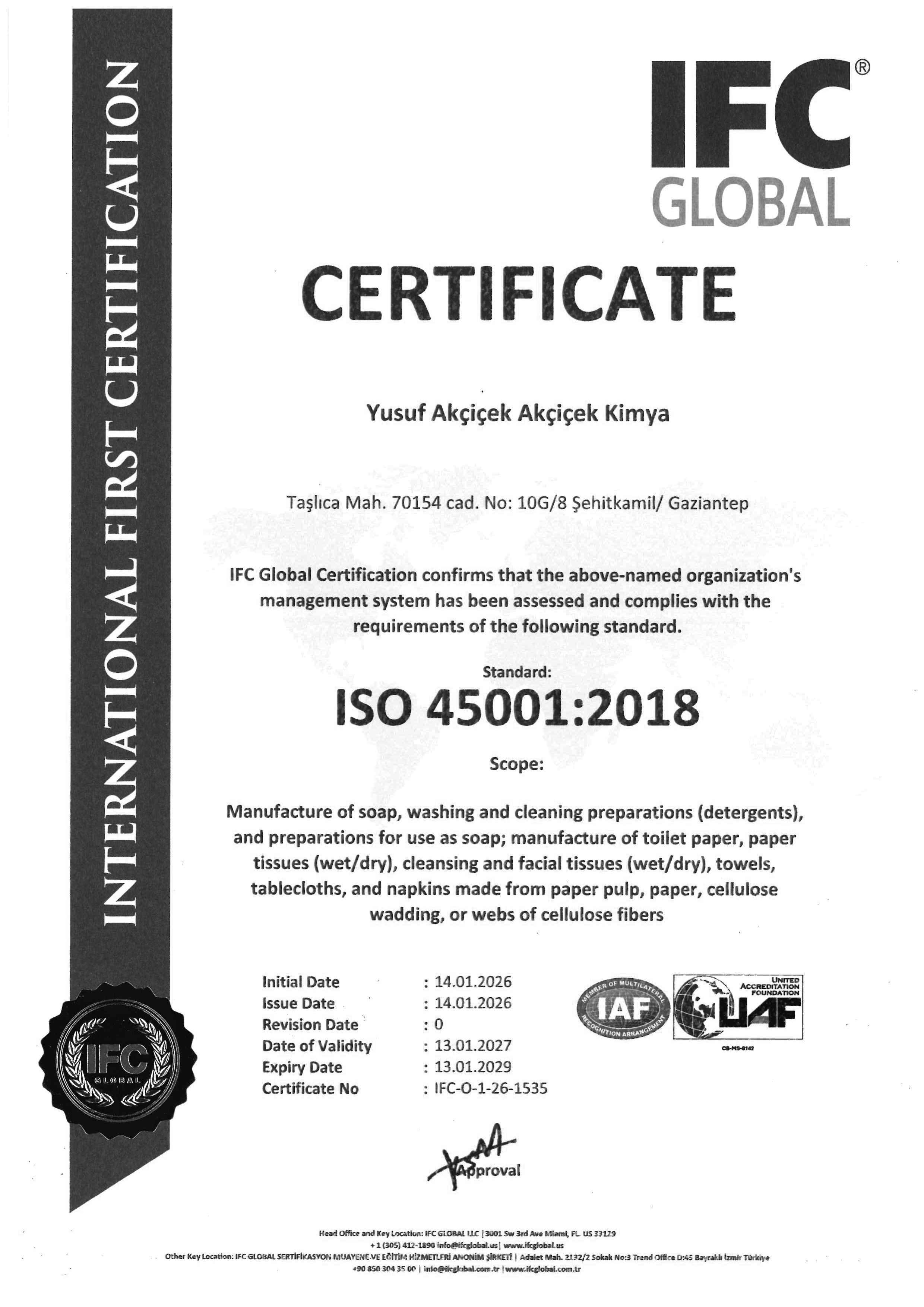 Yusuf Akçiçek İng Sertifikası